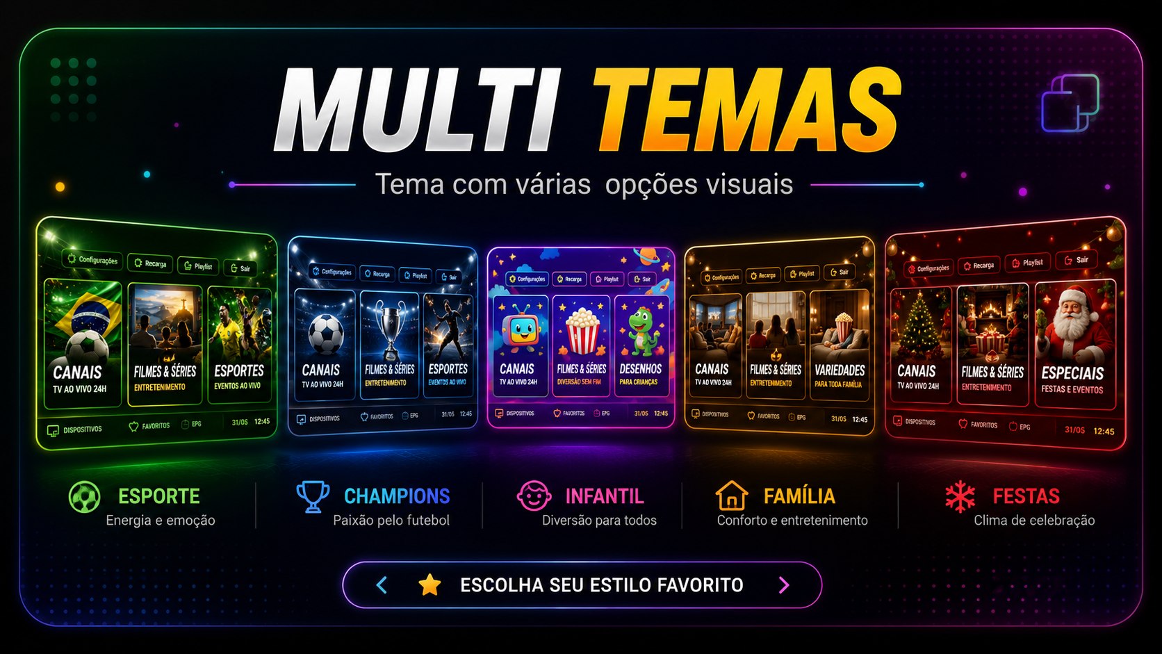 Interface do aplicativo Multi Temas