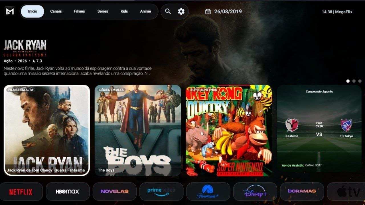 Interface do aplicativo MegaFlix