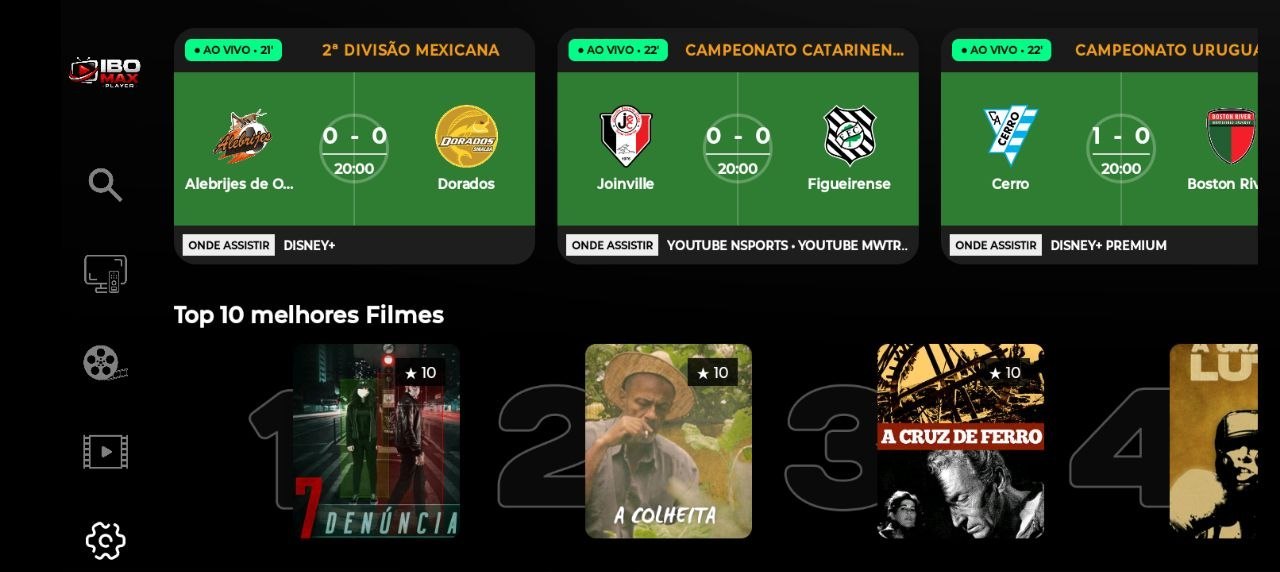 Interface do aplicativo IBO Max Player